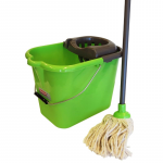 Oval bucket 15L with push button, metal handle and mop set