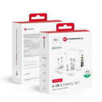 Multifunktsionaalne laadija Forcell F-Energy 4in1 2 x USB A + USB C 15W + power bank 8000mAh + traadita laadija valge
