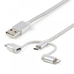 StarTech.com 1 m (3 ft) USB mitme toitekaabel - USB to Micro-USB vi USB-C vi Lightning iPhone / iPad / iPod / Android - Apple MFi sertifitseeritud - 3 hes USB toitepulgaga - Ksitd```
