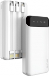 . Dudao kaasaskandav powerbank 3 sisseehitatud kaabliga 20000mAh USB C-tp + micro USB + Lightning, valge (Dudao K6Pro+)
