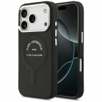 KARL LAGERFELD kaitsembrise IPHONE 17 Pro jaoks, hildub MagSafe'iga KLHMP17LPSKRSGEK (PU W/ Karl RSG logo) must