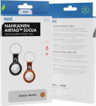 Wave Genuine Leather AirTag Case With Carrying Clip, Brown