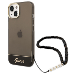 GUESS GUHCP14SHGCOHK iPhone 14 / 15 / 13 6.1" tarny/must kvakott Lbipaistev Pearl rihm