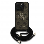 GUESS iPhone'i 16 Pro Max kest GUHCP16XP4GMGCRW (CBDY PU 4G Suur Logo nririhmaga) pruun