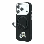 Karl Lagerfeld arl Lagerfeld PU tekstuuriga K AND CH Heads Ring Stand Magsafe korpus iPhone 18 Pro Max telefonile, must
