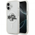 Karl Lagerfeld Etui IML Glitter Karl AND Choupette Sketch Logo MagSafe iPhone'ile 17, lbipaistev