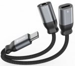 SWISSTEN Swissten Textile USB-C / USB-C / Aux 3.5mm Charging Audio Adapter 0.12m