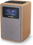 PHILIPS TAR5005/10 FM Radio Clock, Grey/Wood