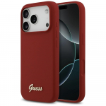 GUESS Etui Silikoonist Kirjutus Metal Logo MagSafe iPhone'ile 17 Pro magenta