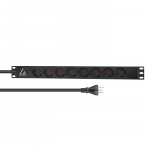 Lanview 19"" rack mount power strip, 1U, 13A with 8 x danish type