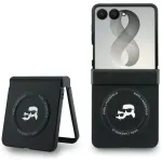 KARL LAGERFELD lemine kott SAMSUNG GALAXY Z FLIP 8 jaoks, MagSafe-iga hilduv (Karl AND Choupette Saffiano Pins) must