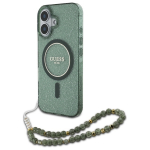 GUESS GUHMP16MHGCRELSA iPhone 16 Plus 6.7" zielony/green hardcase IML Glitter koos Pearl Strap MagSafe rihmaga
