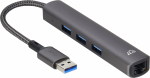 Bluecloud USB-A-keskus ja gigabit Ethernet, 4 portti