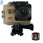 Riff SPK-1 Ultra HD 4K 16Mpix Wi-Fi Sport Camera with 2'' LCD Remote AND amp; 8x Fixation Set Gold