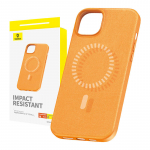 Baseus Magnetiline telefonimbris iPhone 15 Plus Fauxtheri seeria jaoks (oran)