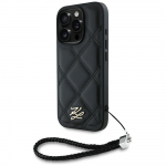 Karl Lagerfeld IPhone 16 Pro must ksnkattega algusmrgistuse ja kettrihmaga etui
