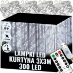 Extralink VALGUSKARDIN 300 LED KLMA VALGE 3X3 JULUPUUDENA DEKORATIIVNE GIRAALDA 5V USB