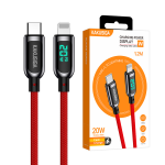KAKU SIGA KSC-599 USB-C - Lightning laadimiskaabel 20W | LCD-ekraan 120 cm punane