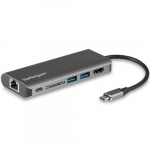 StarTech.com USB C Multiport Adapter, 4K HDMI, 2-tp USB 3.0 Hub, SD/SDHC, GbE, 60W PD Pass-Through - USB Type-C/Thunderbolt 3 - ASENDATUD DKT30CHSDPD1