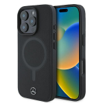 Mercedes MEHMP16L23RCMK iPhone 16 Pro 6,3-tolline must karvkattega kaitsekott Smooth Leather MagSafe