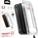 TEL PROTECT Puhtas ja lihtne paigaldus: iPhone 15 jaoks mustad 6D tisliimitud privaatsusega tempereeritud klaasid - 2 tkki