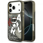 Karl Lagerfeld Etui Liquid Glitter Choupette Logo MagSafe iPhone'i 17 Pro jaoks, must