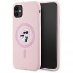Karl Lagerfeld Silikoonist mbris Karl AND Choupette MagSafe iPhone 11 jaoks roosa