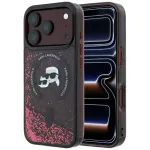 Karl Lagerfeld Liquid Glitter Karl Choupette Heads MagSafe-diseni korpus iPhone 18 Pro / 17 Pro jaoks, viinistvinipunane