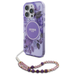 GUESS GUHMP16XHFWBRCESU iPhone 16 Pro Max 6.9" lillakas/lilla karbikott IML Flowers koos Pearli rihmaga MagSafe'iga