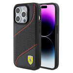 FERRARI FEHCP15LPWAK iPhone 15 Pro 6.1" tarna/must kvakott Perforeeritud Waves metallist logo