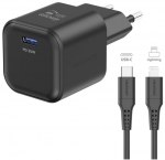 Swissten Reisisgilaadija GaN USB-C 35W PD + andmekabel USB-C - Lightning 1.2m
