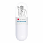 USB-kaabel A-pistikust Lightning-pistikusse Forcell F-Energy 1A, torukujuline, 1 m, valge, C316
