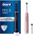 Oral-B Pro 3 3900N Electric Toothbrush, Double Pack, Black/Pink