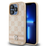 DKNY DKHCP15XPCPTSSP iPhone 15 Pro Max 6.7" rowy/roosa kvakaaneline nahast ruuduline mono muster ja trkitud triibud