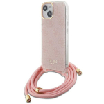 GUESS GUHCP15SHC4SEP iPhone 15 / 14 / 13 6,1" roosa kvakott Crossbody Cord 4G trkk