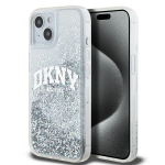 DKNY DKHCP15SLBNAET iPhone 15 / 14 / 13 6.1" biay/valge kvakott Liquid Glitter Big Logo