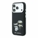 Karl Lagerfeld PU Semi Wrap Smooth Sketch -mustri Magnetsidega korpus iPhone 18 Pro Max jaoks, Must
