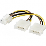 Goobay Interna PC toitekaabel 2x 5,25-pistikuga PCI Express 6-pin (must/kollane, 15 cm)