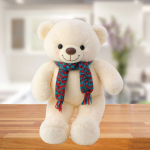 LEAN Toys Plui maskott kallis mnguasi karupoeg vrvilise villase salliga valge 55cm