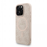 GUESS Nahast PU 4G Vrvilise Rnga Rihmaga MagSafe Kate iPhone 16 Pro jaoks / Roosa