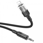 Kaabel 3,5 mm AUX pesa Lightning-i leminekuks Hoco 1,2 m UPA27 must