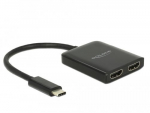Delock USB-C Splitter (DP Alt Mode) 2xHDMI vlja 4K 30Hz sw
