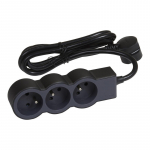 Legrand 16A 3680W 3x2P+Z eriti lame pikendus 1,5 m juhtmega - must ja tumehall