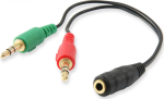 Equip Audiokaabel splitter 3,5mm-2x3,5mm Bu/St roheline/punane poletleenkott