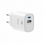 Swissten Edge Travel laadija USB-C PD 25W + USB-A QC 18W, valge