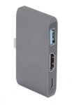 RoGer RO-AD2 (3 in 1) USB-C mittekaabeldav adapter / USB 3.0 / HDMI / USB-C / Harjas