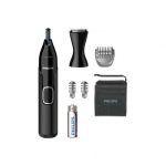 PHILIPS Nose and ear trimmer NT5650/16 100% waterproof, AA-battery included, , precision comb, 2 eyebrow combs 3mm/5mm, on/off button, black