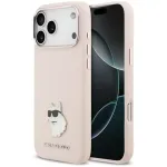 Karl Lagerfeld Silikoonist Choupette metallist npidega mbrik iPhone 18 Pro Max / 17 Pro Max jaoks, roosa