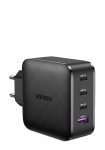 UGREEN 65W GaN Tech Kiirlaadija, USB-A ja 3 x USB-C Must