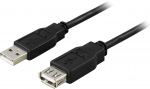 Deltaco USB-A 2.0 kuni USB-A 0,1 m must